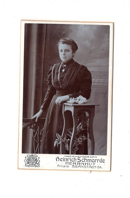 Fotografie Feine Dame - Herrnhut / Bernstadt 1900er / CDV L1-28