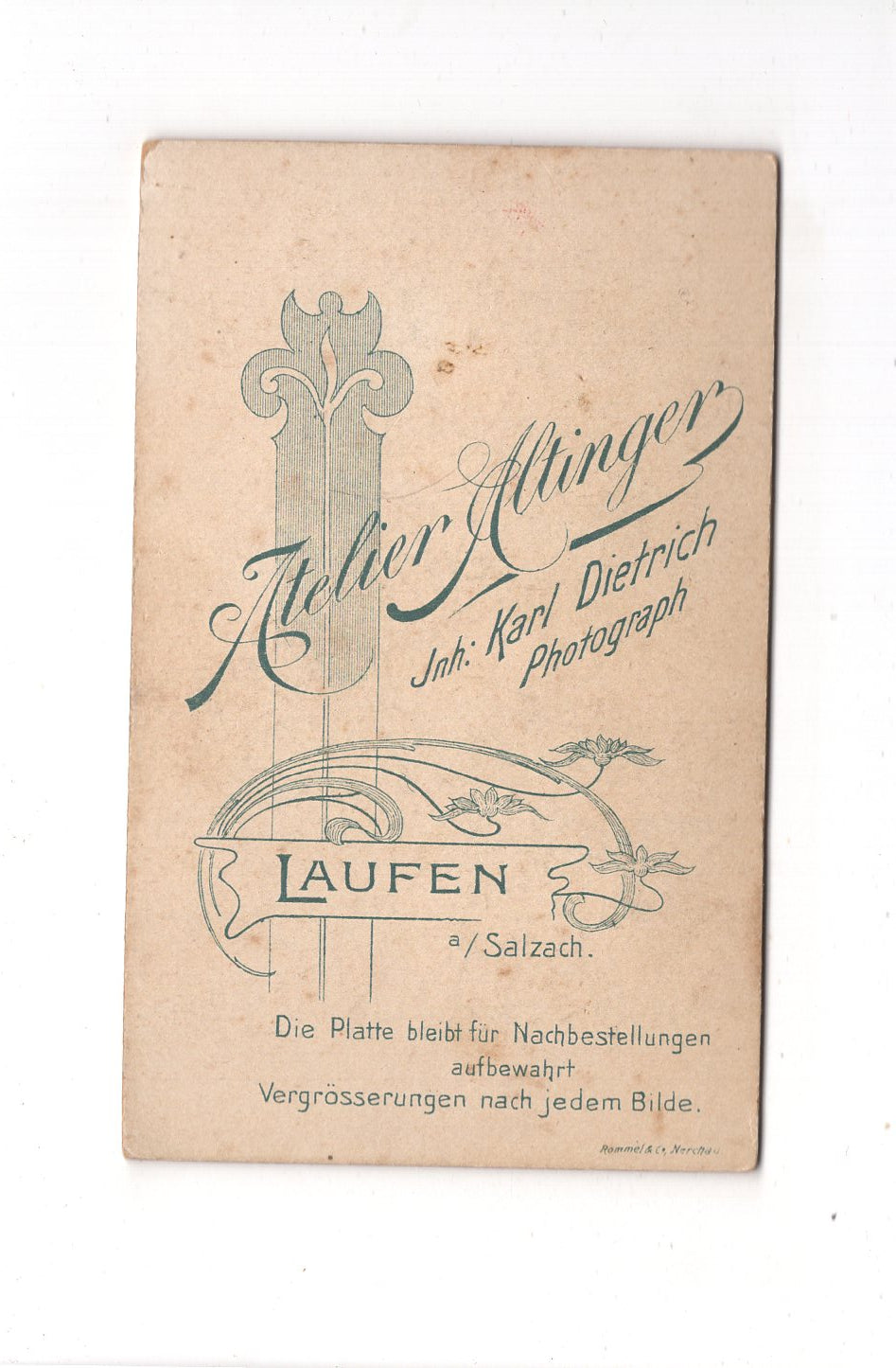 Fotografie Herrenportrait - Laufen an der Salzach 1900er / CDV C1-24