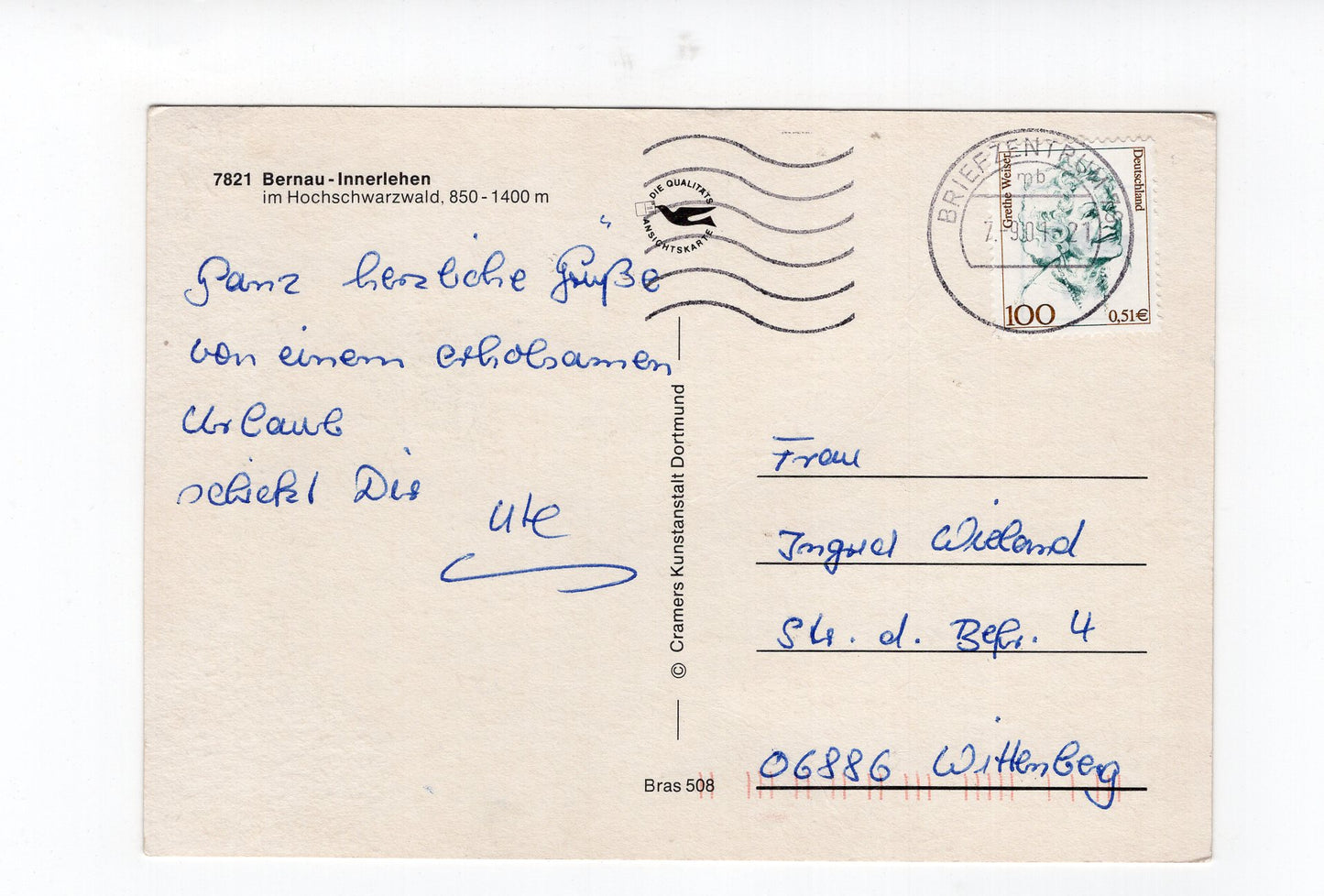 Ansichtskarte Bernau-Innerlehen im Hochschwarzwald