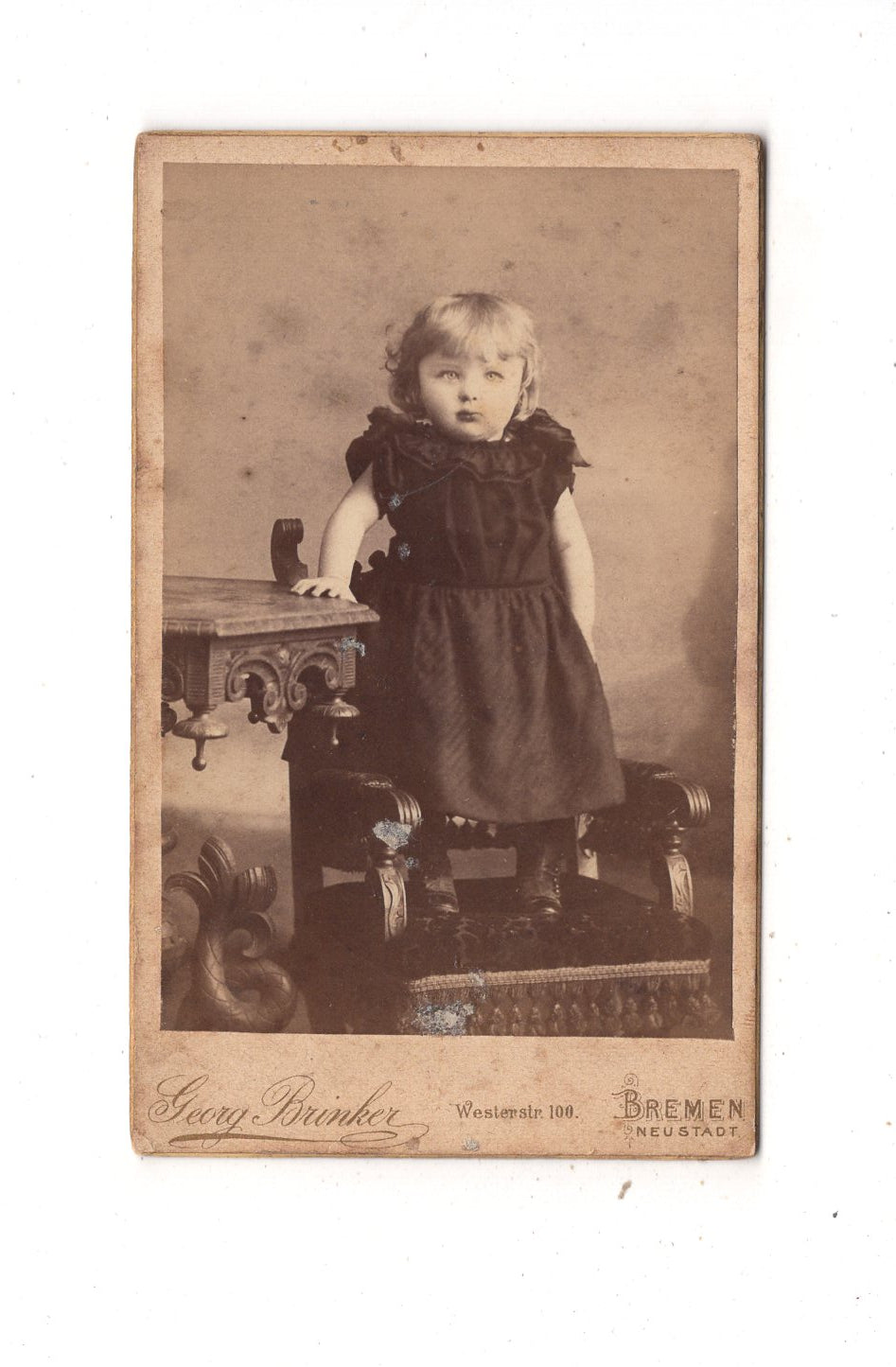 Fotografie Niedliches kleines Mädchen - Bremen 1880er / CDV M1-29