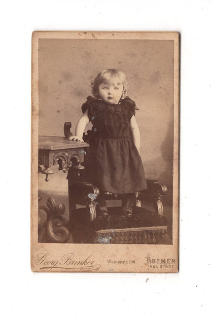 Fotografie Niedliches kleines Mädchen - Bremen 1880er / CDV M1-29