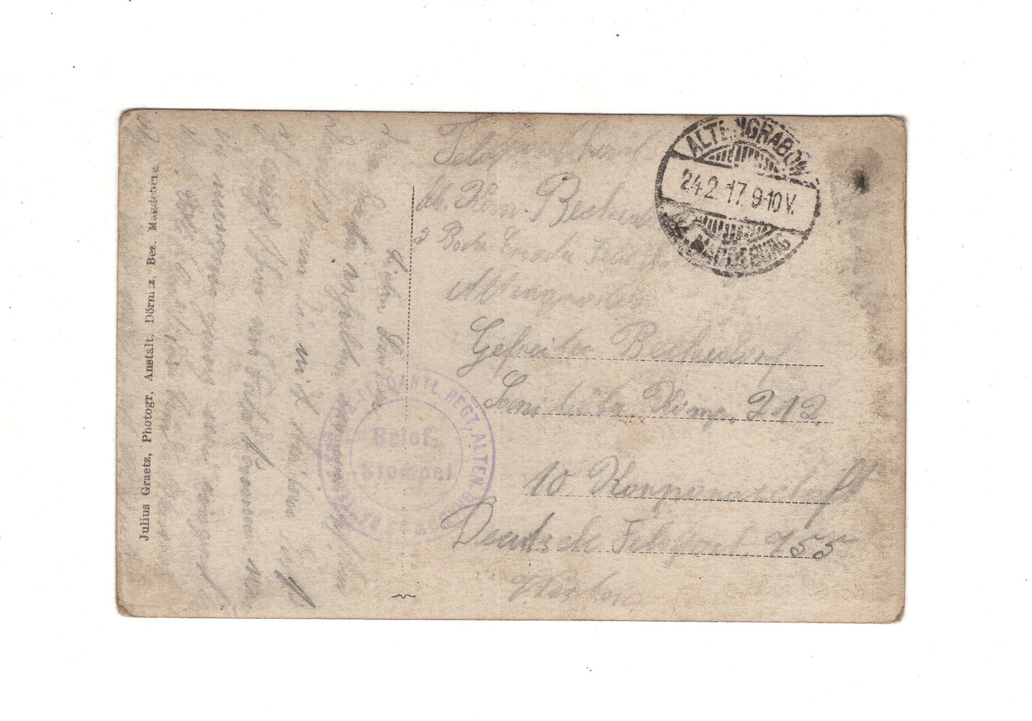 Ansichtskarte / Feldpost / Gruppenbild Soldaten mit Pickelhaube - Altengrabow 1917