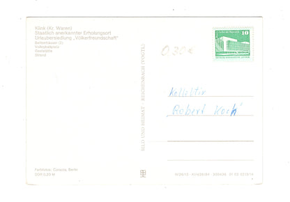 Ansichtskarte Urlaubersiedlung Völkerfreundschaft / Klink / Kreis Waren