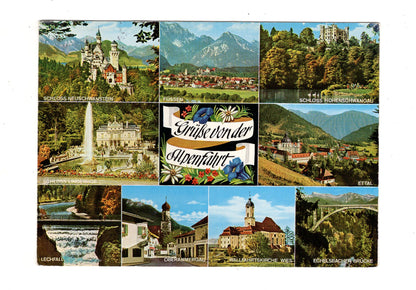 Ansichtskarte Grüße von der Alpenfahrt / Oberammergau / Lechfall +++