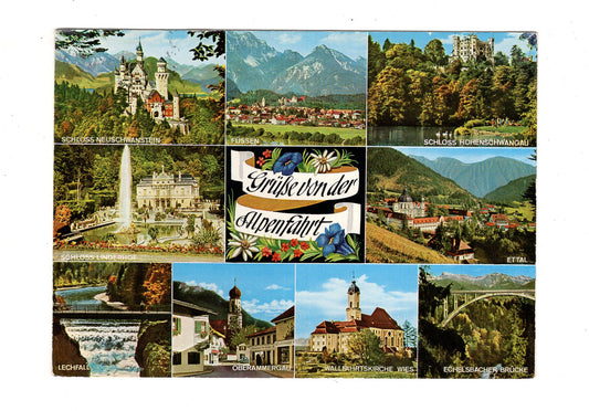 Ansichtskarte Grüße von der Alpenfahrt / Oberammergau / Lechfall +++