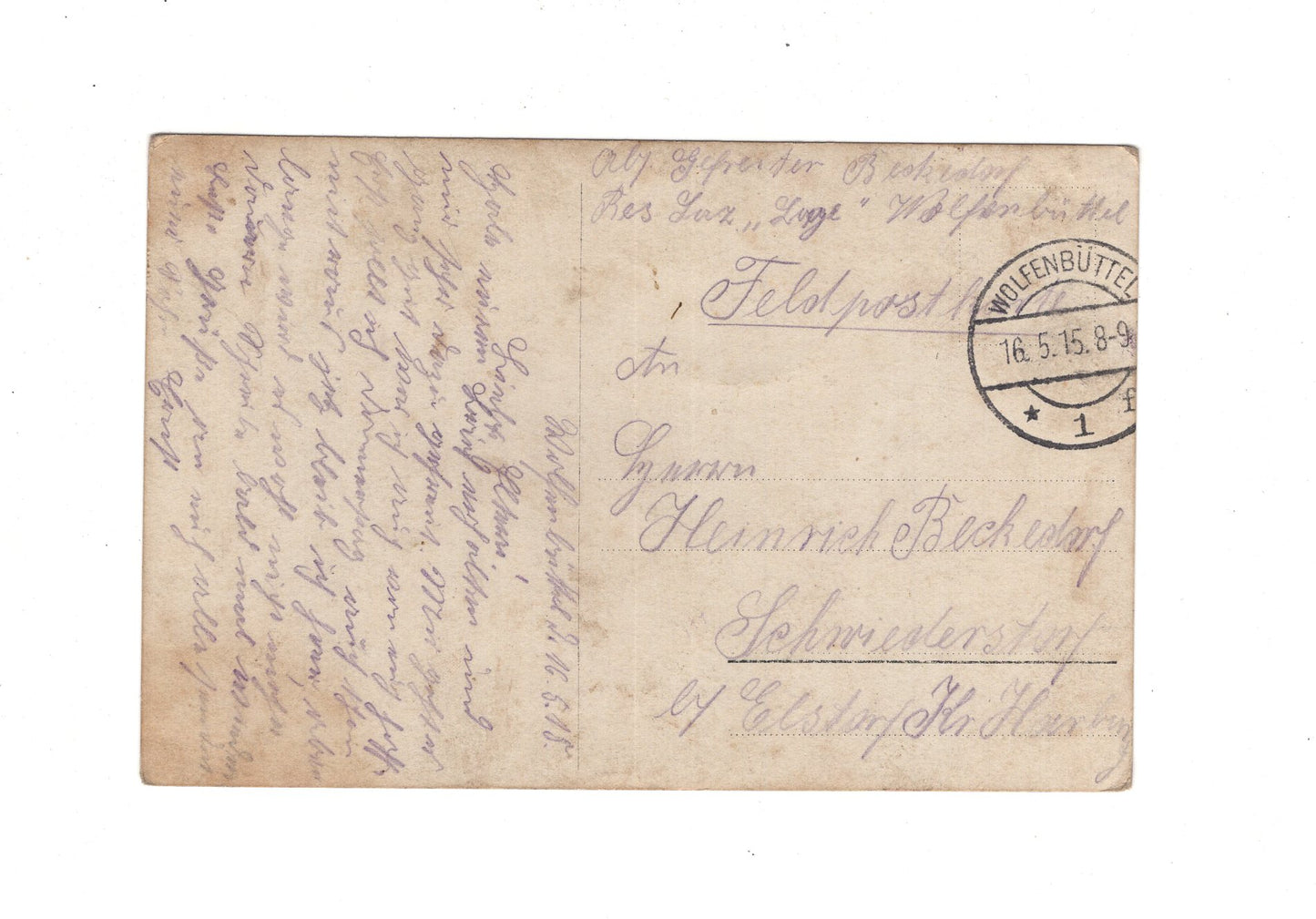 Ansichtskarte / Feldpost / Gruppenbild Soldaten - Wolfenbüttel 1915