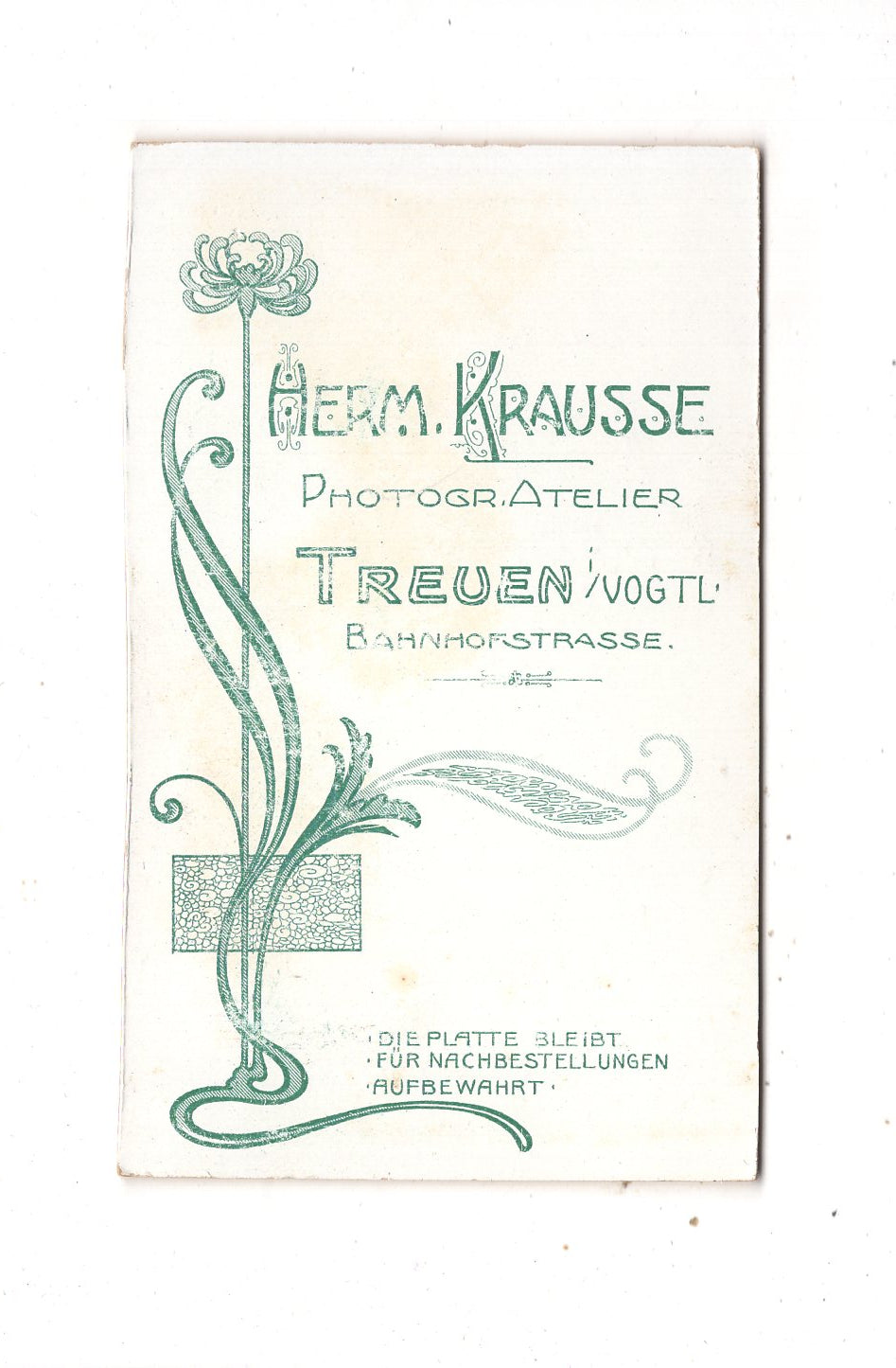 Fotografie Damenportrait - Treuen im Vogtland 1890er / CDV N1-17