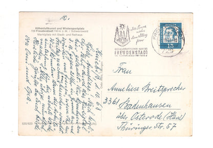 Ansichtskarte Freudenstadt im Schwarzwald / Marktplatz mit Stadt- und Rathaus / J1-69