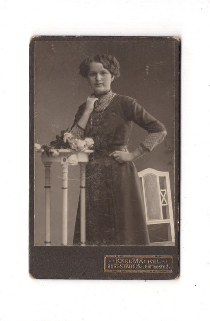 Fotografie Feine Dame - Burgstädt um 1910 / CDV L1-28