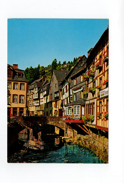 Ansichtskarte Monschau / Eifel / Stadtansicht mit Rur