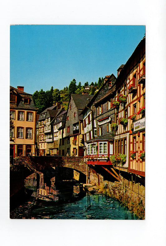 Ansichtskarte Monschau / Eifel / Stadtansicht mit Rur