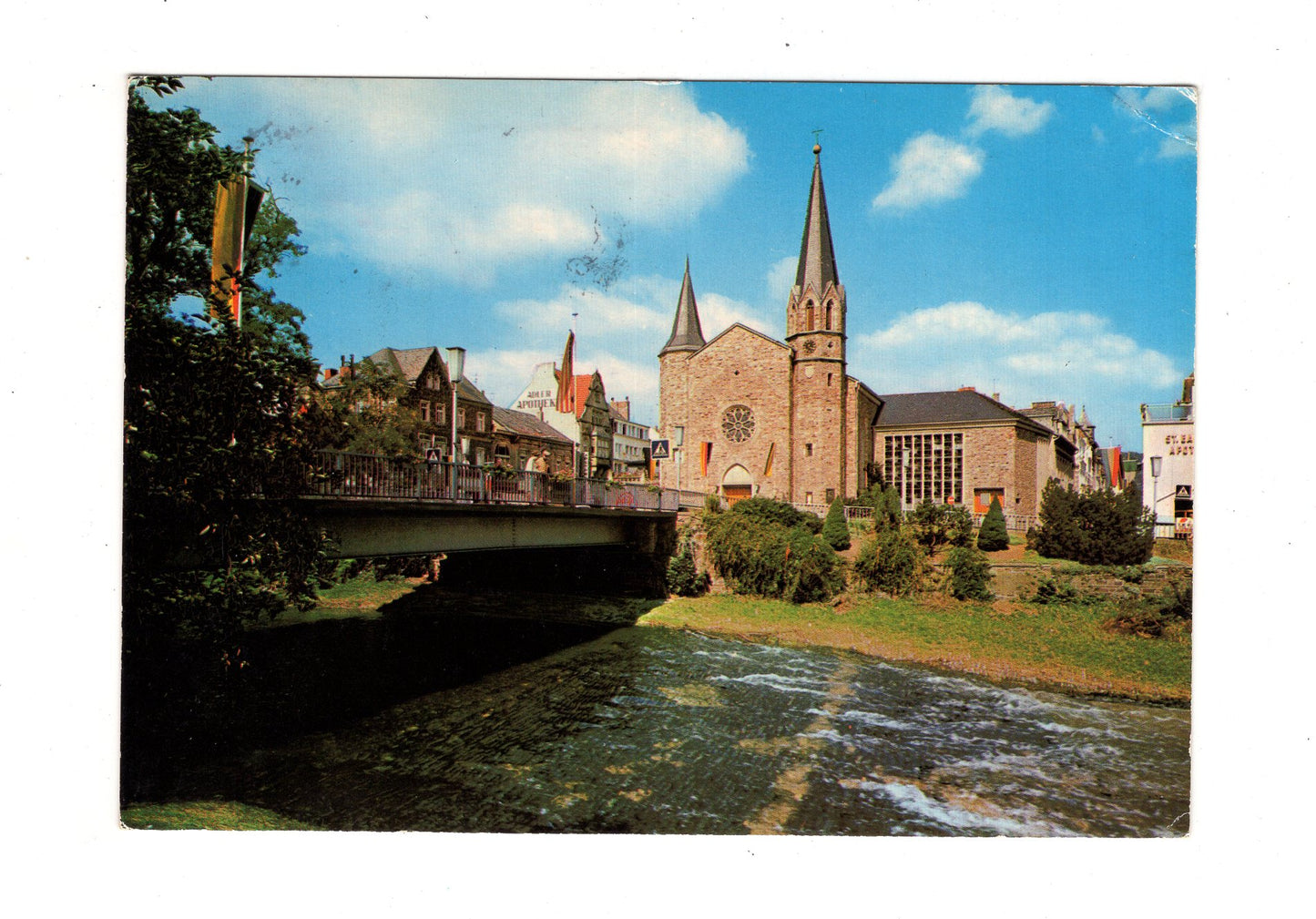 Ansichtskarte Bad Neuenahr / Kurgartenbrücke & Kirche