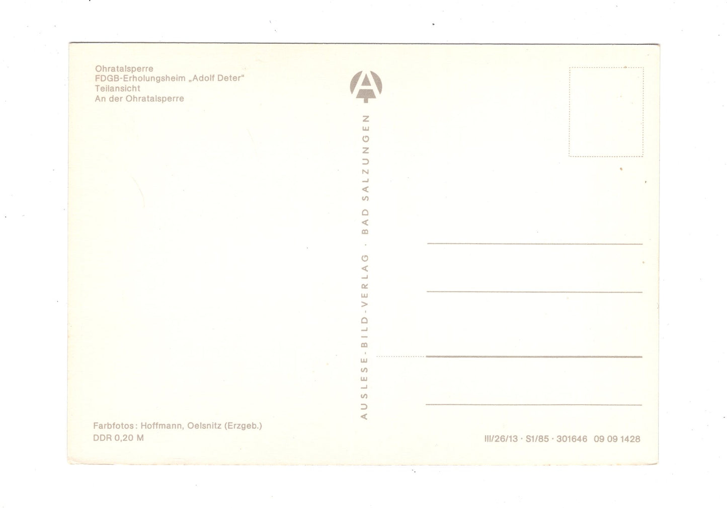 Ansichtskarte Luisenthal / Ohratalsperre / FDGB-Erholungsheim +++