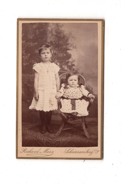 Fotografie Niedliche kleine Kinder - Schwarzenberg 1880er / CDV M1-10