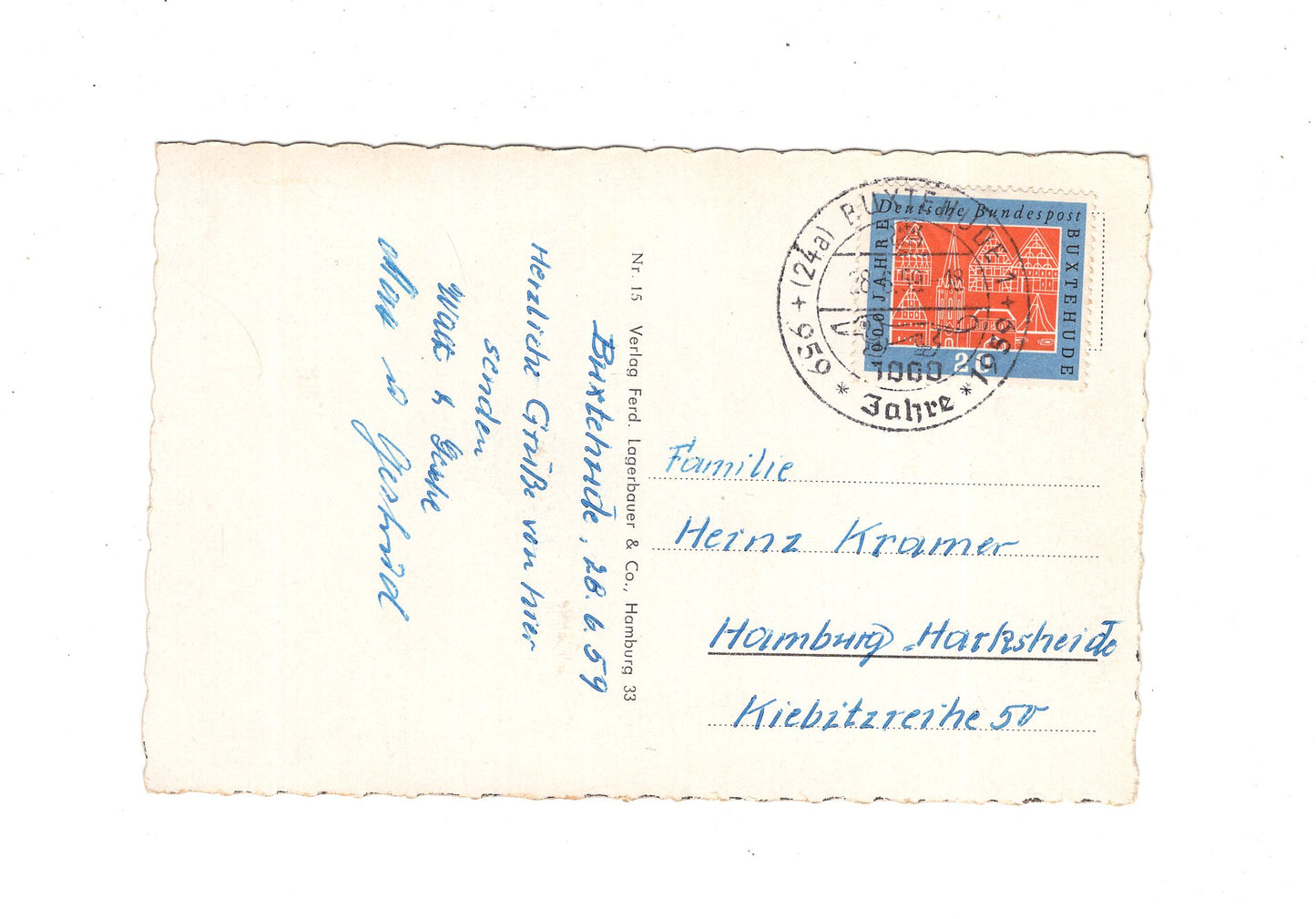 Ansichtskarte Buxtehude / Rathaus / Hafenpartie +++
