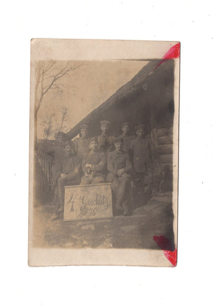 Ansichtskarte Gruppenbild Soldaten / 4. Geschütz 9/276 - 1918