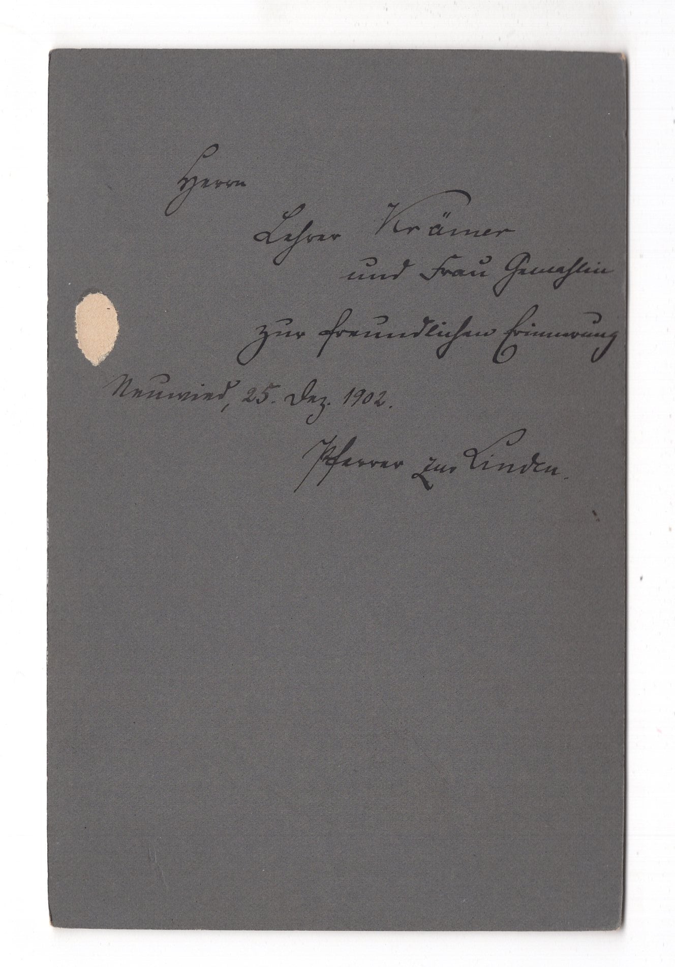 Fotografie Feine Dame mit Widmung - Neuwied 1902 / CAB W-29