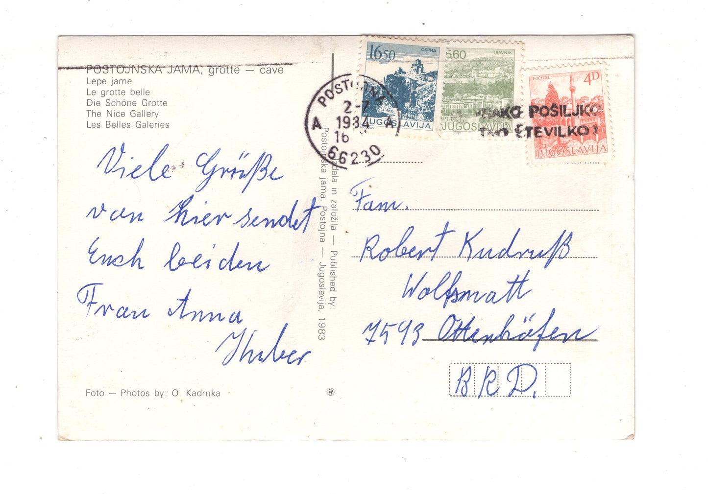 Ansichtskarte Postojnska - Jama / Kroatien / N1-51