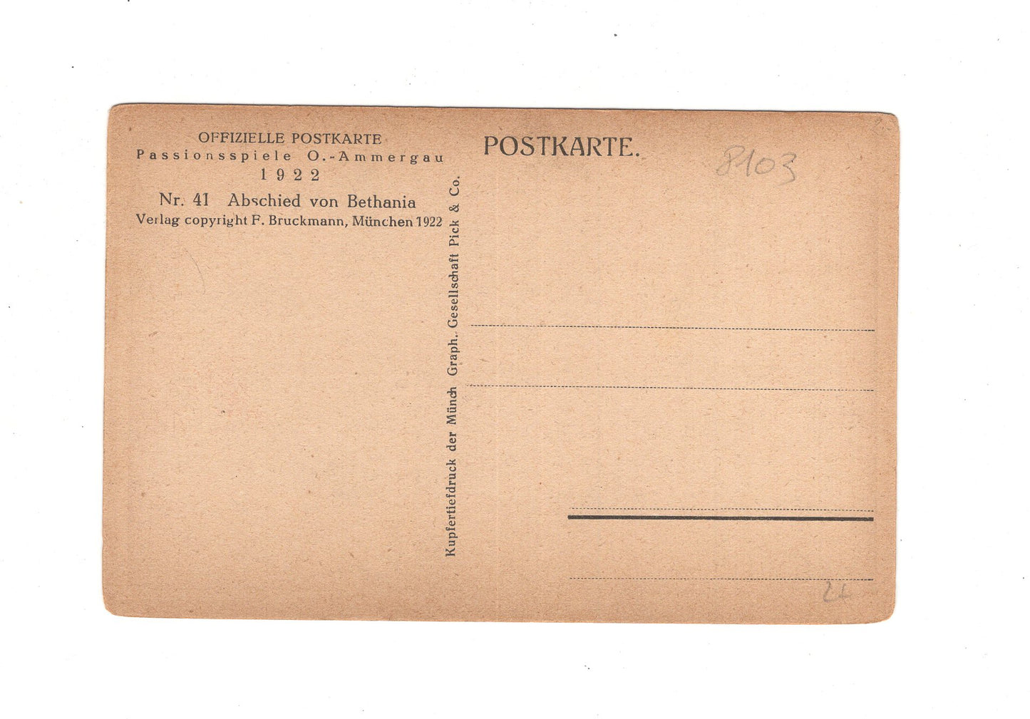 Ansichtskarte Passionsspiele Oberammergau 1922 / Abschied von Bethania