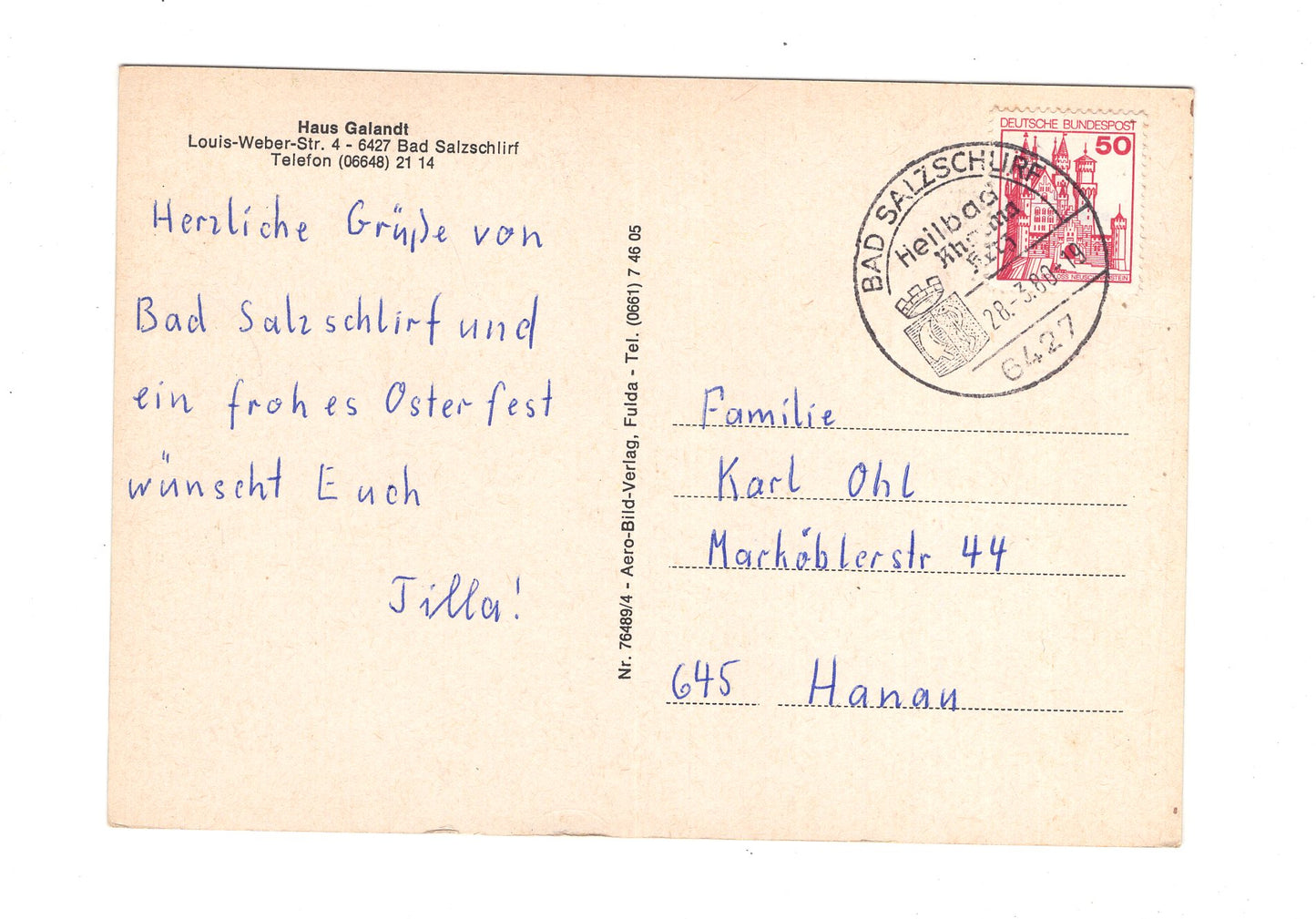 Ansichtskarte Bad Salzschlirf / Haus Galandt