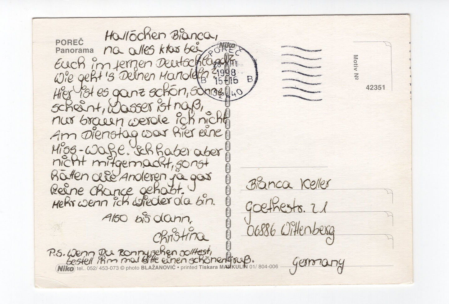 Ansichtskarte Porec / Kroatien