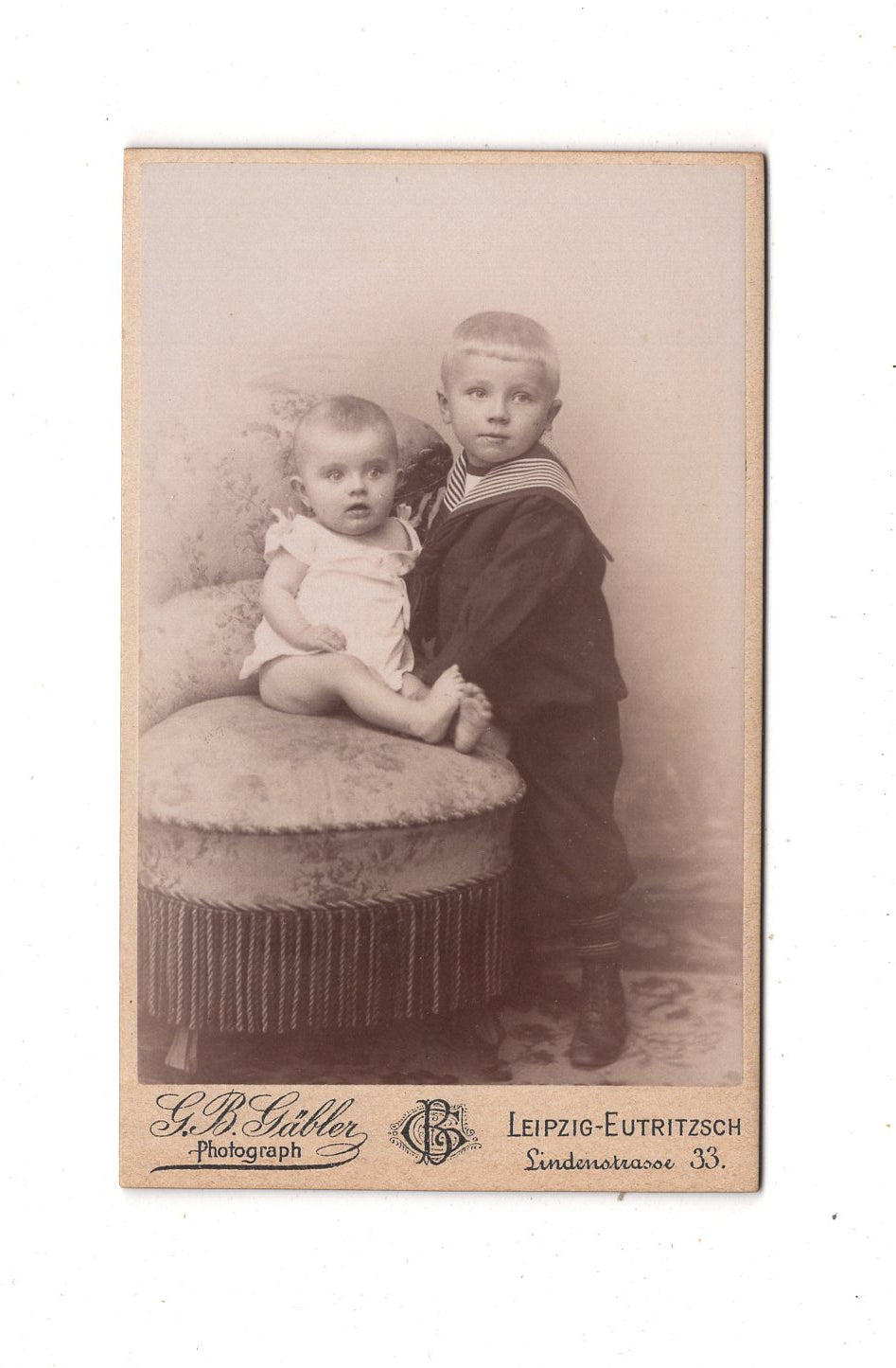 Fotografie Niedliche kleine Kinder - Leipzig Eutritzsch um 1890 / CDV M1-10