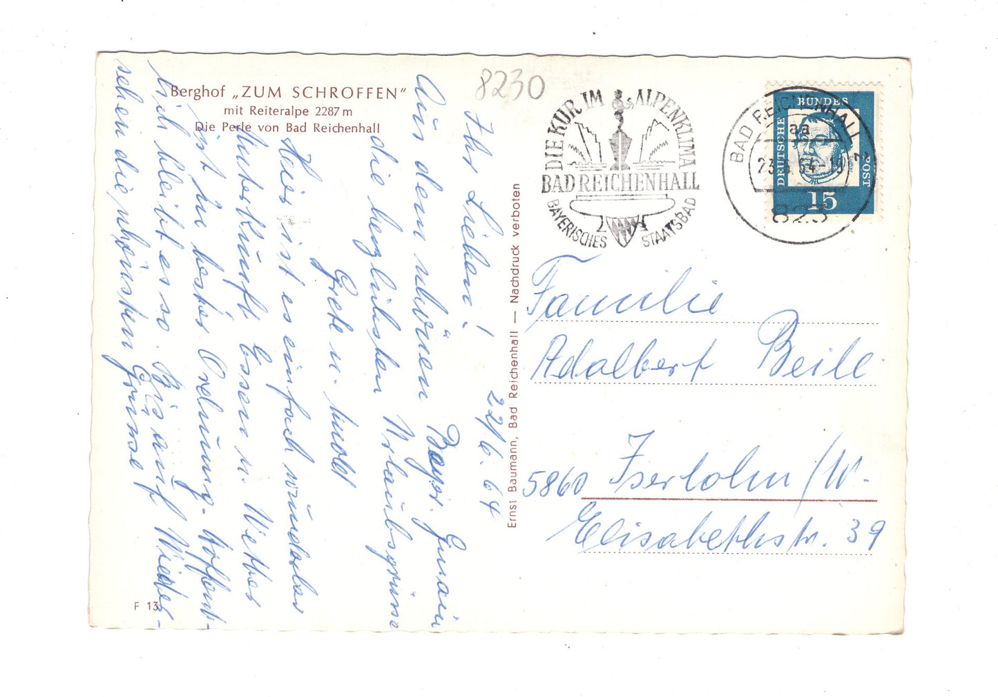 Ansichtskarte Bad Reichenhall / Berghotel Zum Schroffen