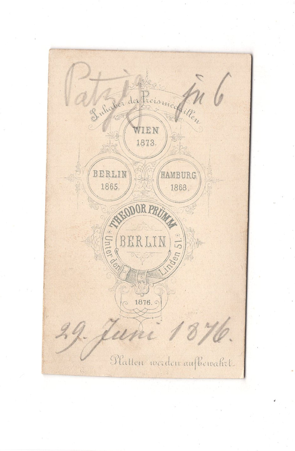 Fotografie Damenportrait - Berlin 1876 / CDV C1-07