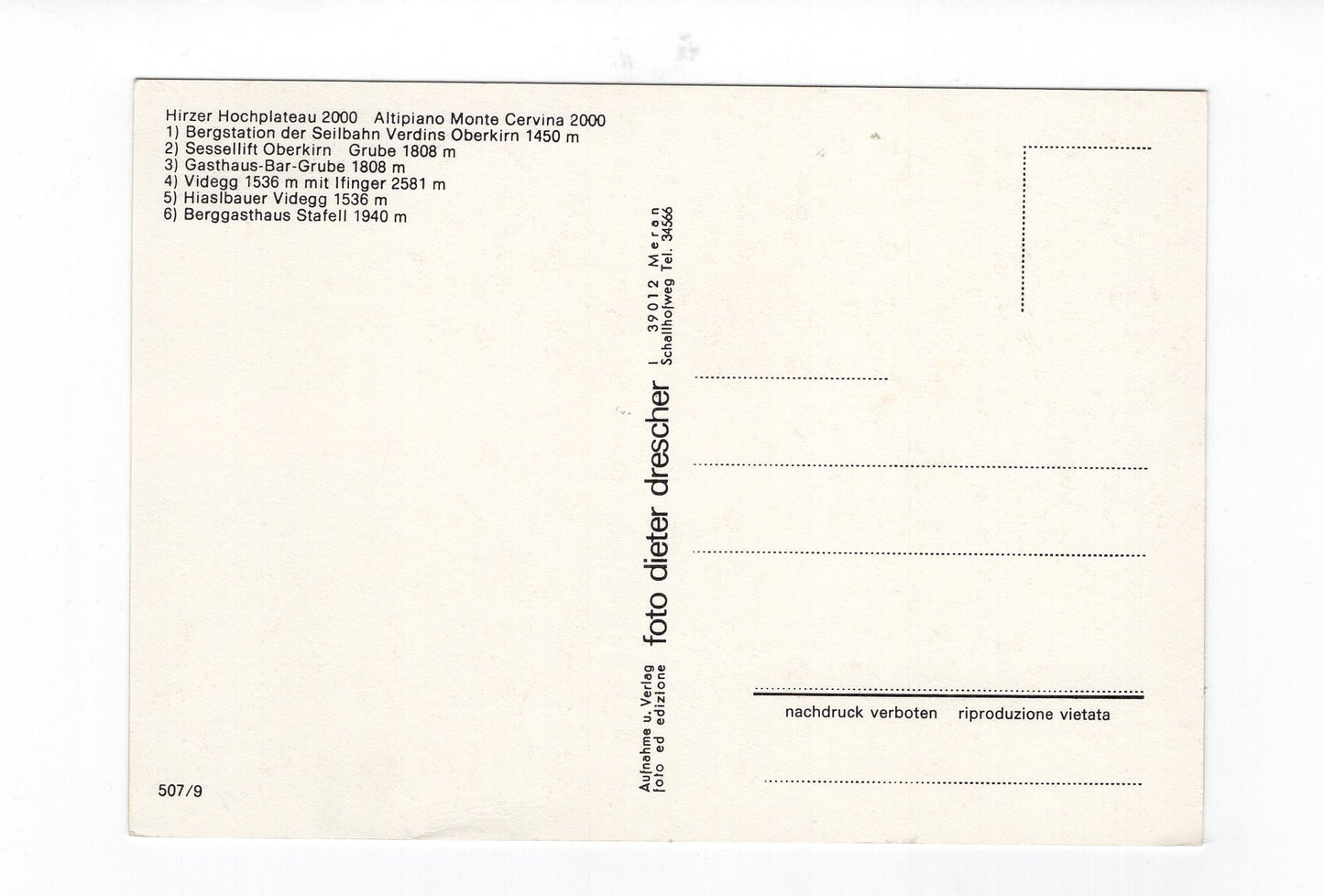 Ansichtskarte Hirzer Hochplateau / Italien