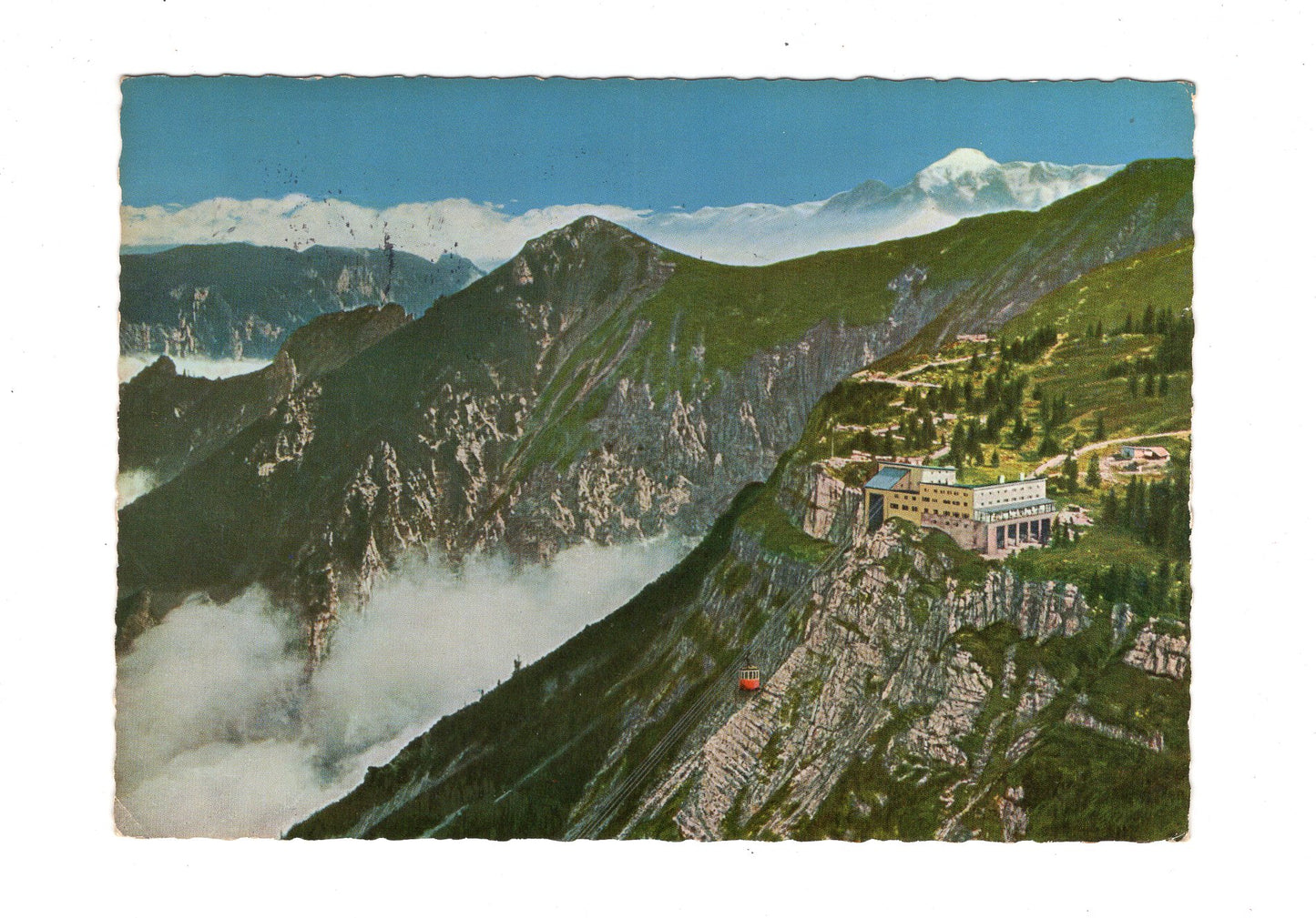 Ansichtskarte Bad Reichenhall / Berghotel Predigtstuhl mit Predigtstuhlbahn