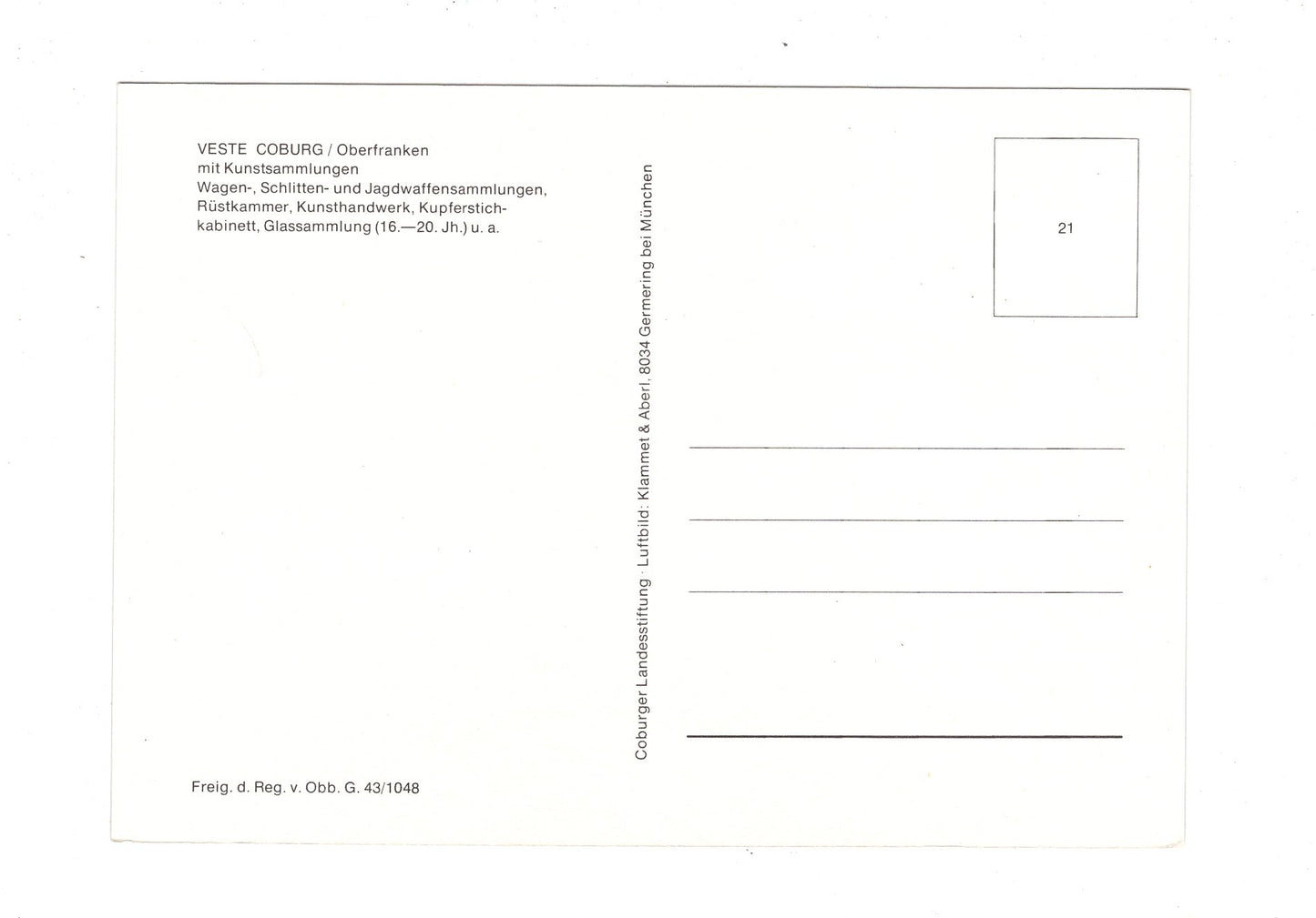 Ansichtskarte Veste Coburg / Oberfranken / H1-58