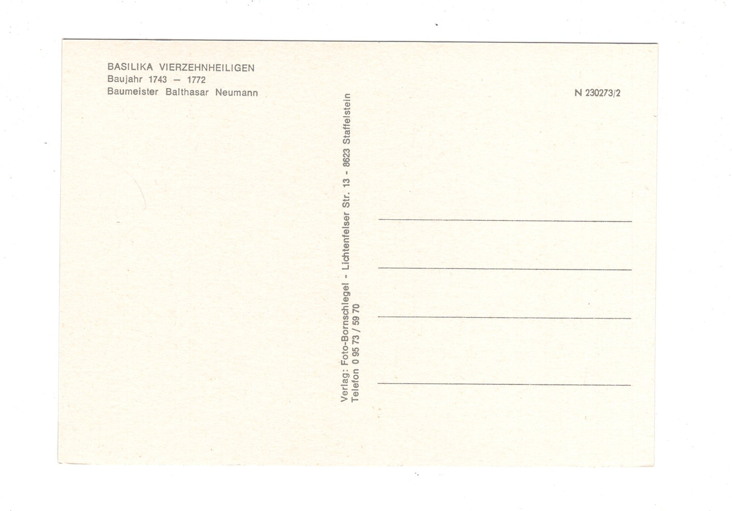 Ansichtskarte Wallfahrtskirche Vierzehnheiligen / H1-58