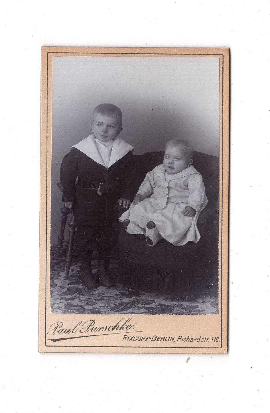 Fotografie Niedliche kleine Kinder - Rixdorf-Berlin 1890er / CDV M1-10