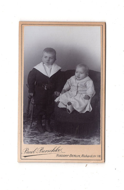 Fotografie Niedliche kleine Kinder - Rixdorf-Berlin 1890er / CDV M1-10