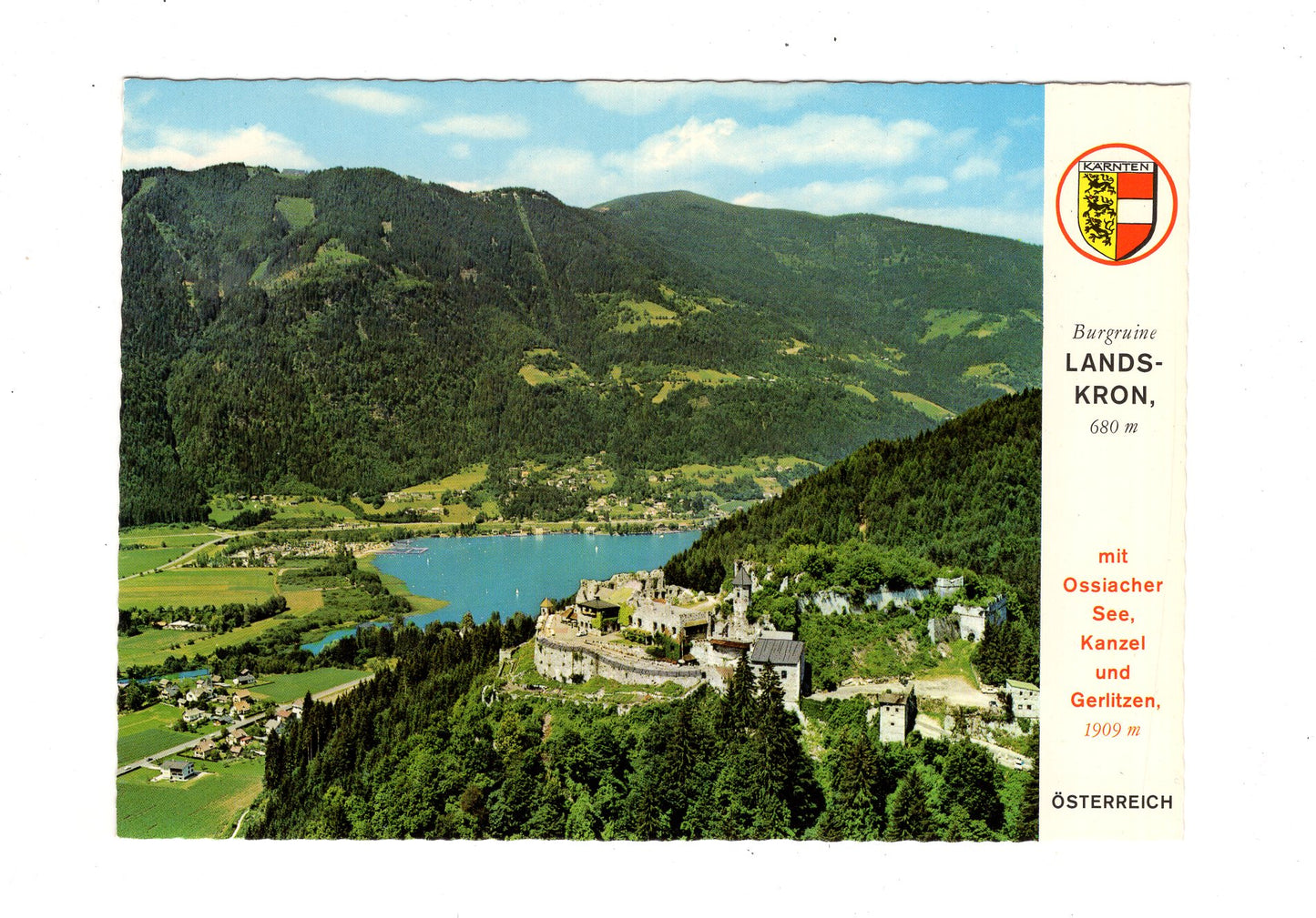 Ansichtskarte Burgruine Landskron mit Ossiacher See / Kärnten / Österreich