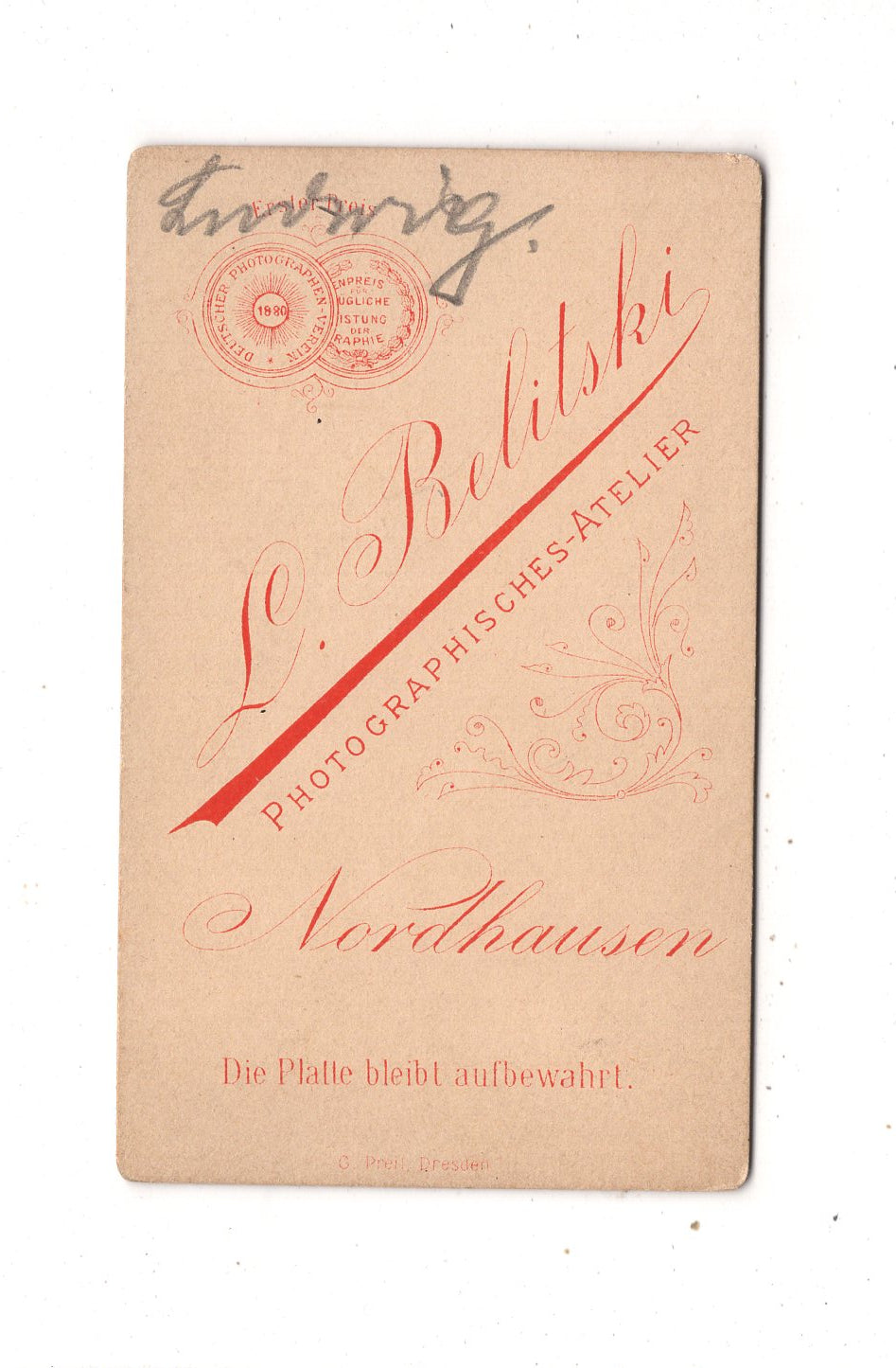 Fotografie Niedliches kleines Kind - Nordhausen 1880er