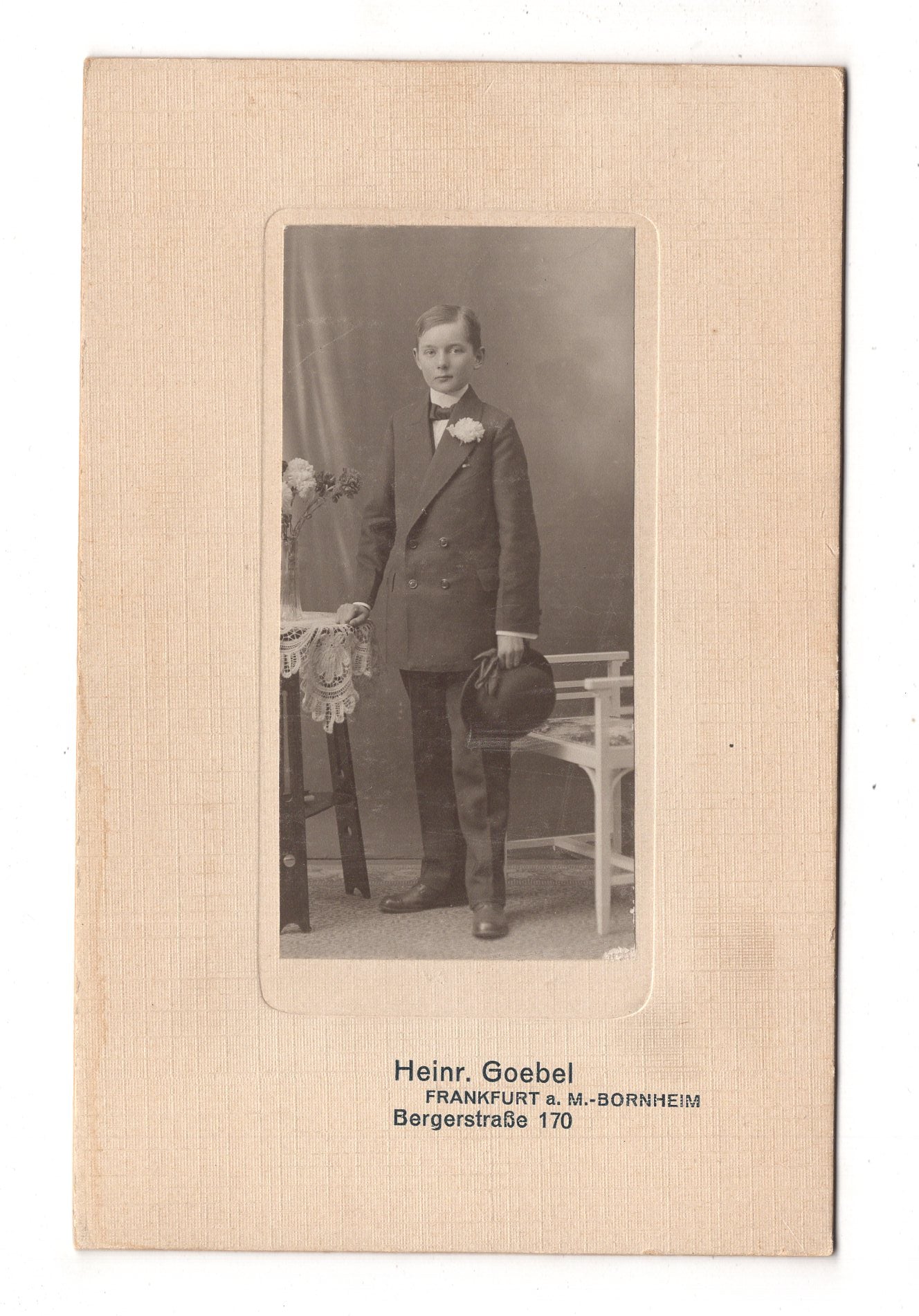 Fotografie Feiner Junge - Frankfurt Main / Bornheim um 1910 / CAB U-27