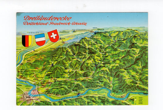 Ansichtskarte Dreiländerecke Deutschland - Frankreich - Schweiz
