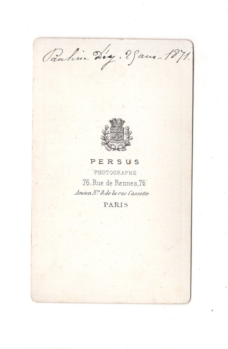 Fotografie Damenportrait / benannt - Paris 1871 / CDV C1-08