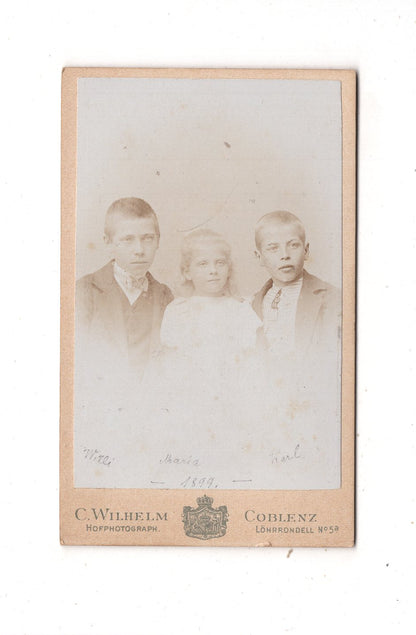 Fotografie Niedliche kleine Kinder - Koblenz 1899 / CDV M1-11