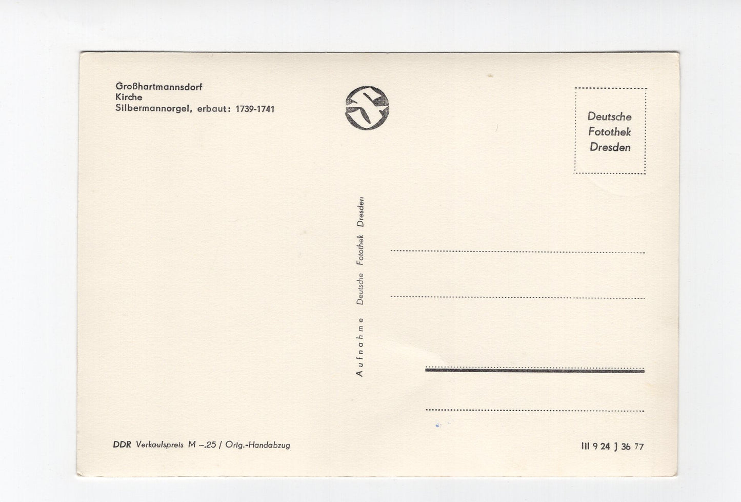 Ansichtskarte Großhartmannsdorf / Kirche / Silbermannorgel