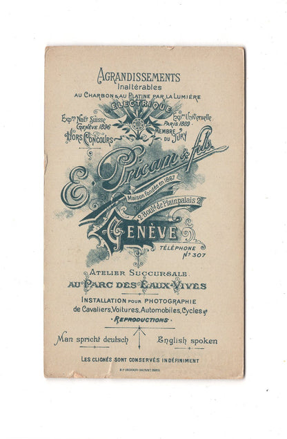 Fotografie Damenportrait - Geneve Genf um 1900 / CDV C1-08