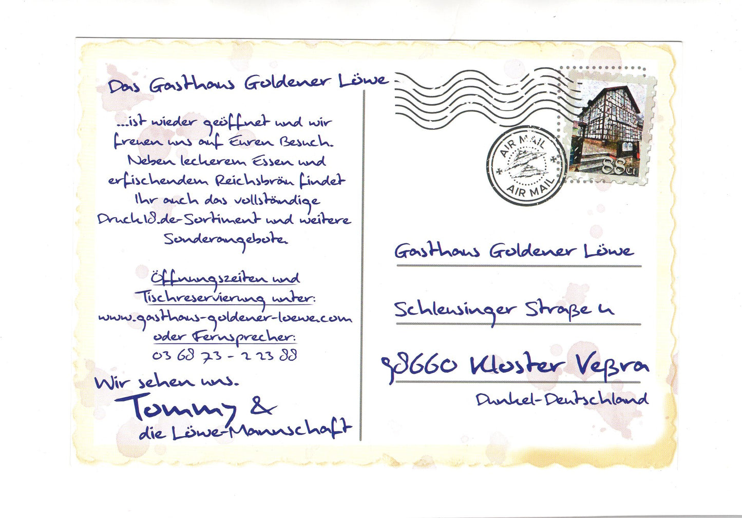 Ansichtskarte Sturmlokal Kloster Veßra / Goldener Löwe