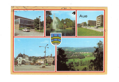Ansichtskarte Aue / Sporthalle / Stadtteich +++