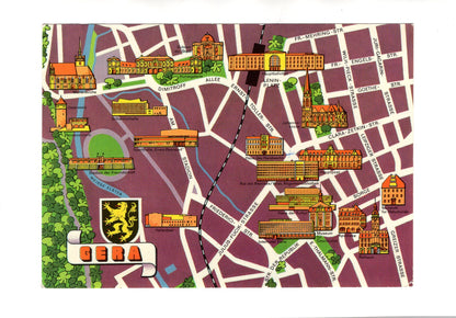 Ansichtskarte Gera / Straßenkarte