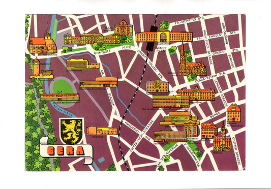 Ansichtskarte Gera / Straßenkarte