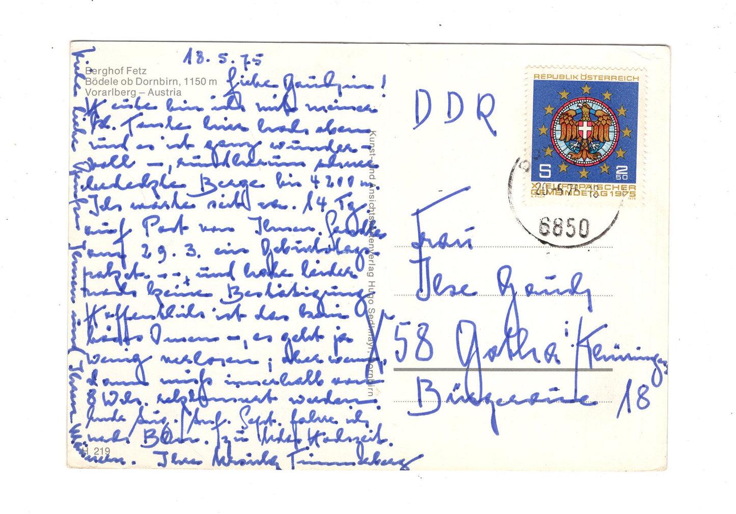 Ansichtskarte Berghof Fetz / Bödele ob Dornbirn / Vorarlberg / Österreich