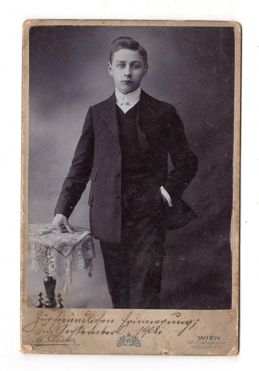 Fotografie Feiner Junge mit Widmung - Wien 1908 / CAB U-28