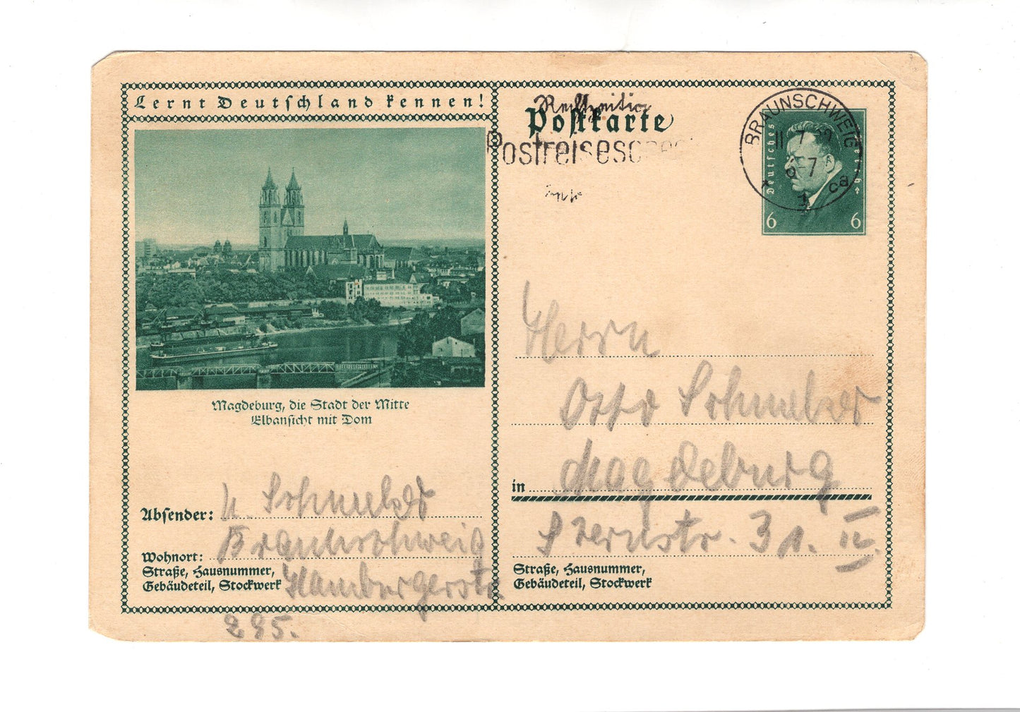 Ansichtskarte Magdeburg / Elbansicht und Dom