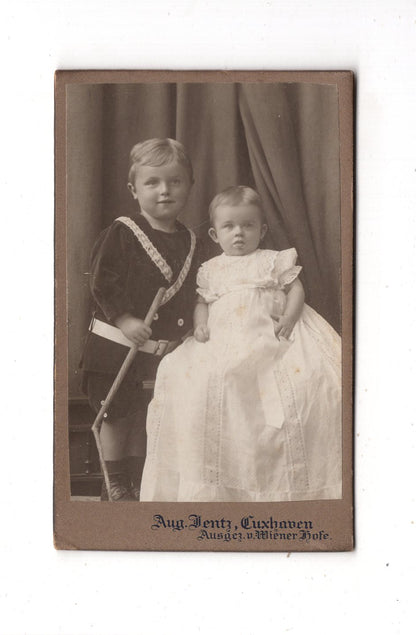 Fotografie Niedliche kleine Kinder - Cuxhaven 1900er / CDV M1-11